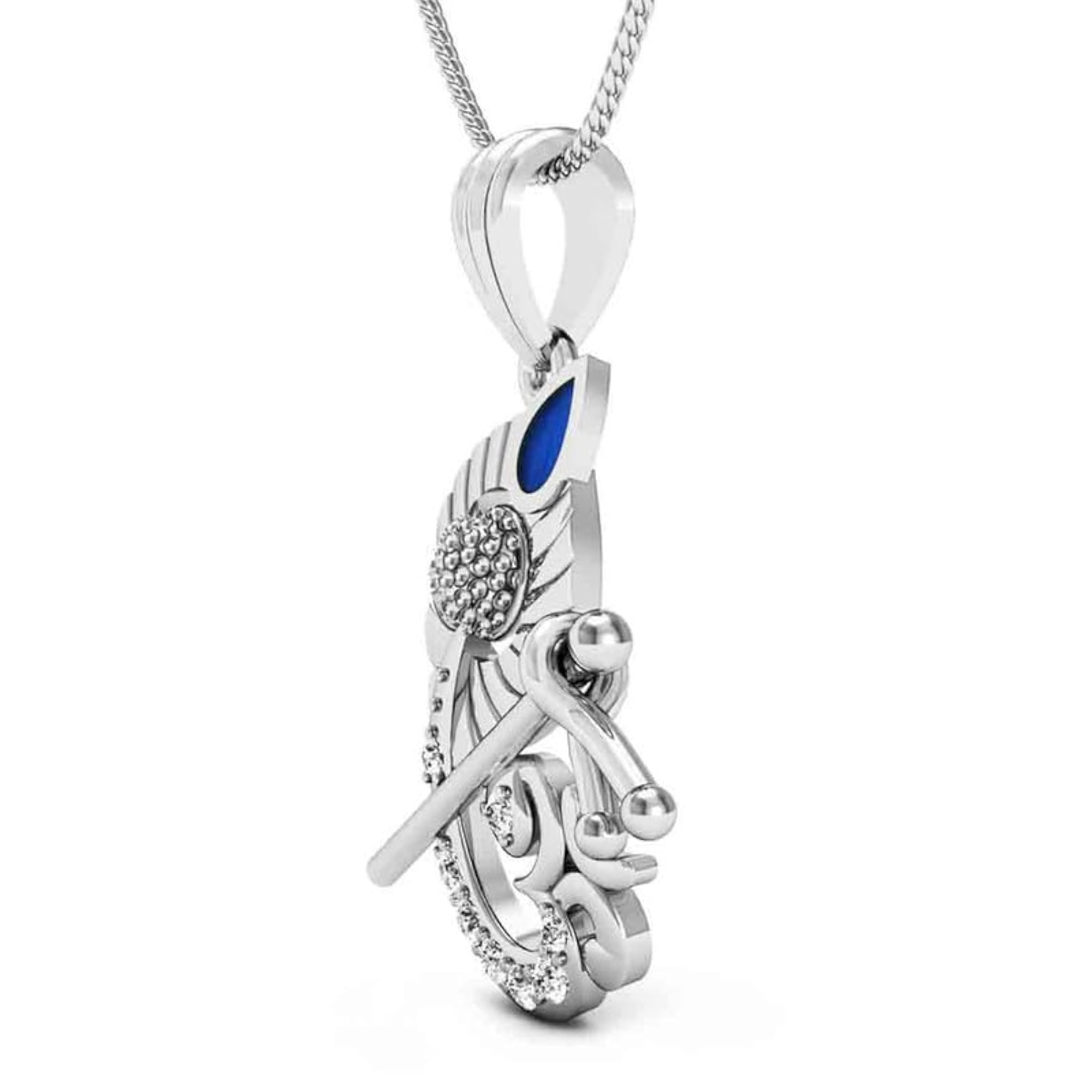 Unisex 925 Sterling Silver Murlidhar Om Pendant with Chain
